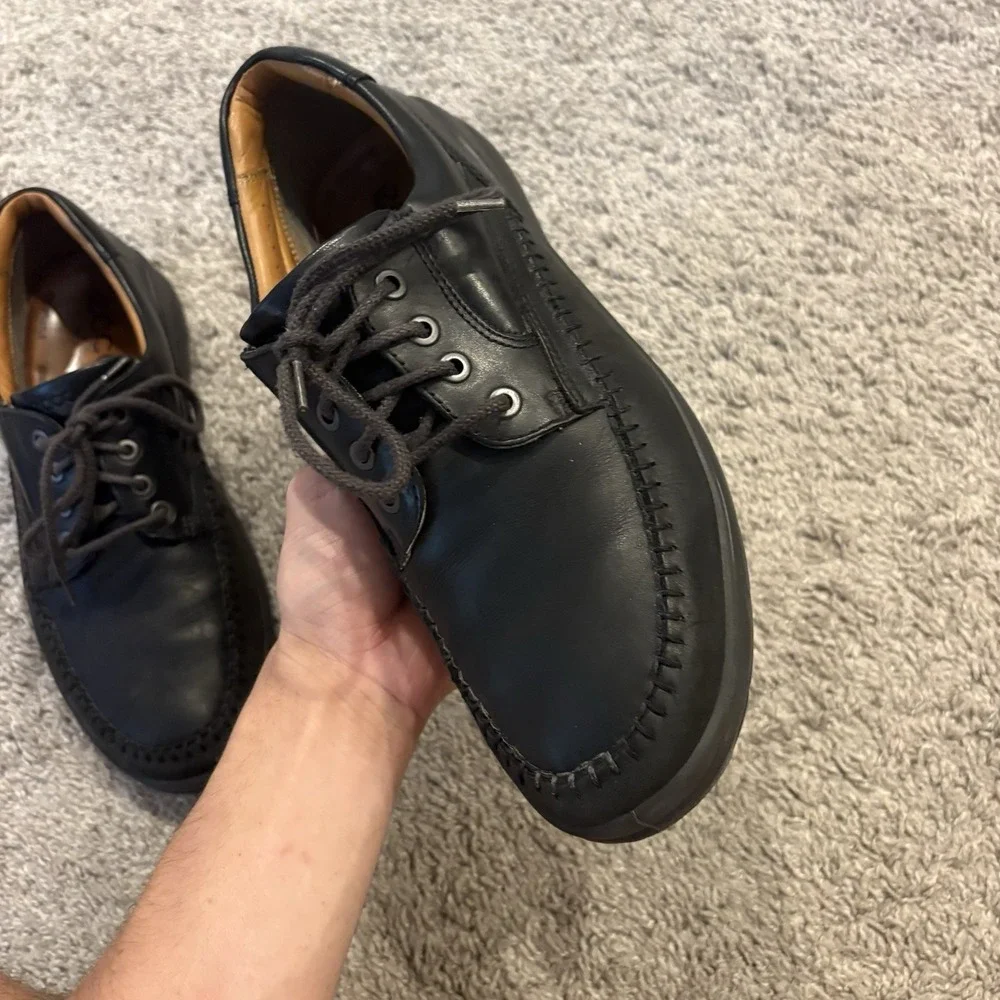 Ecco Seawalker Shoes Mens Size 10 / 44 Black Leather Oxford Casual Comfort Golf